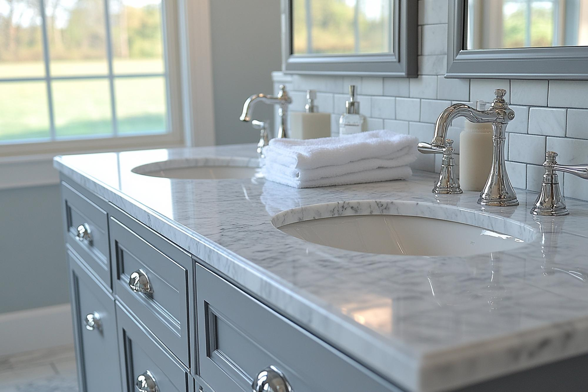 Bathroom granite vanity tops Houston TX by Olafab Cabinetry